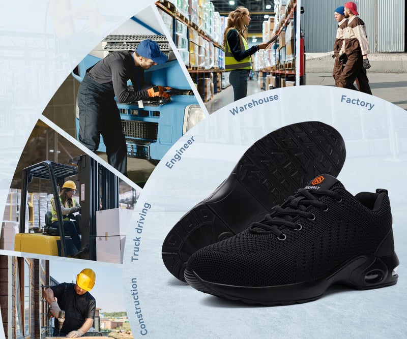 DYKHMILY Steel Toe Steel Toe Shoes for Men Steel Shoe Work Work Shoe Safety Safety Shoes Comfortable Lightweight Zapatos de Trabajo para Hombre Seguridad Size 9 Man/11,Black - Image 3